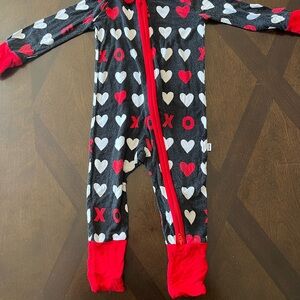 Little Sleepies Red and Black Heart Footie